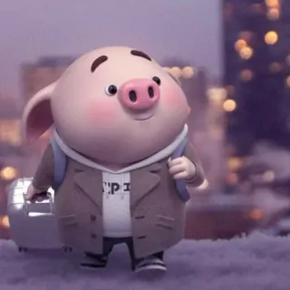 🐷 돼지, 만화, 귀여운, 동물, 여행, 여행 가방 telegram sticker