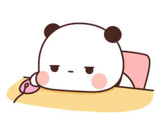 😑 Панда, Милый, Мультфильм, Сонный, Компьютер, Стол, Животное telegram sticker