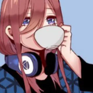 ☕️ Anime, Ragazza, Cuffie, Tè, Tazza, Kawaii telegram sticker