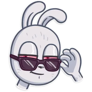 😎 ウサギ, バニー, サングラス, 漫画, キャラクター, クール telegram sticker