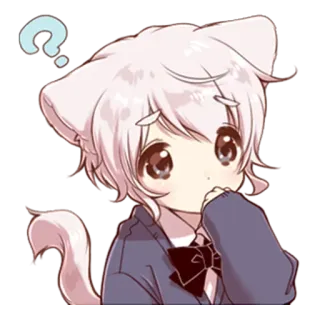 😕 Anime, Domanda, Gatto, Ragazzo, Carino telegram sticker
