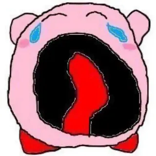 😭 Kirby piangere, triste, rosa, gioco, cartone animato telegram sticker