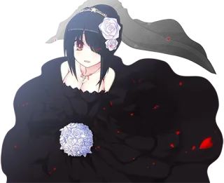 😏 Anime, Garota, Rosas, Vestido, Preto, Kawaii, Desenho animado, Animado telegram sticker