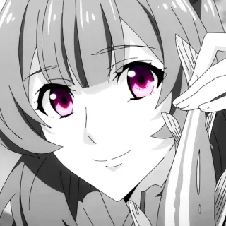 💗 Anime, Ragazza, Carina, Pesce, Bianco e nero, Occhi rosa telegram sticker