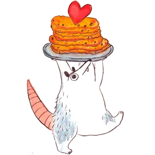 💕 opos, naleśniki, serce, jedzenie, słodki, kreskówka, zwierzę telegram sticker