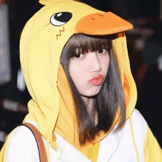 💕 mulher, menina, retrato, pato, fofo, amarelo, moletom com capuz whatsapp sticker