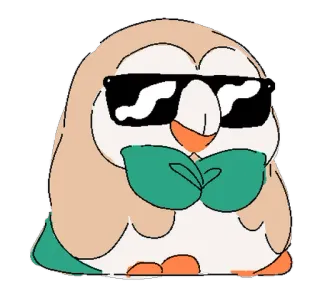 😎 Rowlet pokemon, brindibou, cool, lunettes de soleil, hibou, mignon telegram sticker