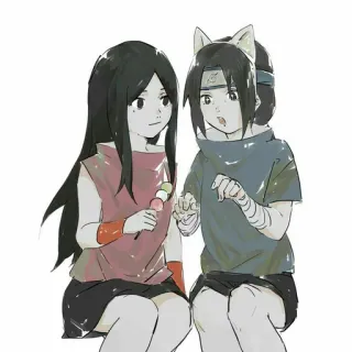 🥰 Itachi Naruto Аниме, Учиха, Фанарт, Кошачьи ушки, Данго telegram sticker