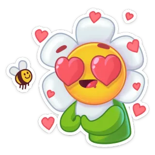 😍 fleur, coeurs, amour, abeille, emoji, dessin animé telegram sticker