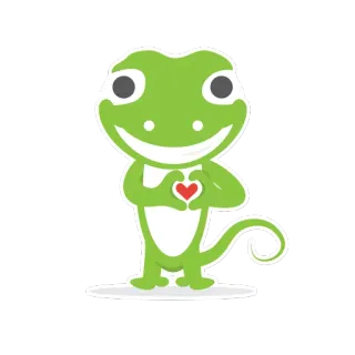 ❤ gecko, lagarto, animal, coração, amor, fofo, desenho animado whatsapp sticker