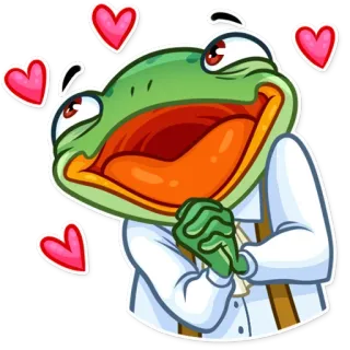 😍 กบ, หัวใจ, มีความสุข, ความรัก, การ์ตูน, อารมณ์ telegram sticker