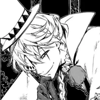 😏 anime, manga, clown, hat, smirk, monochrome telegram sticker