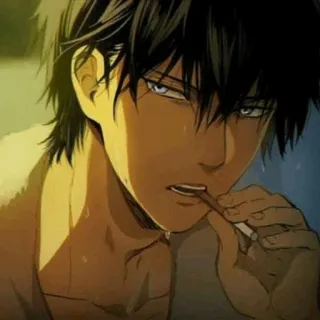 🚬 Аниме, Сигарета, Курение, Мужчина, Персонаж, Цифровое искусство telegram sticker