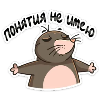 🤷‍♂️ ПОНЯТИЯ НЕ ИМЕЮ talpa, animale, cartone animato, frase, russo, non ne ho idea whatsapp sticker