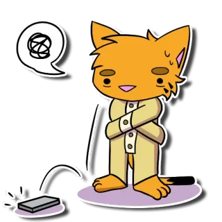 😰 desenho animado, gato, animal, pijama, stress, gato de desenho animado, sono, expressão telegram sticker