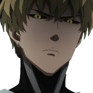 😠 Genos One-Punch Man Аниме, Киборг, Серьезный, Блондин, Герой telegram sticker