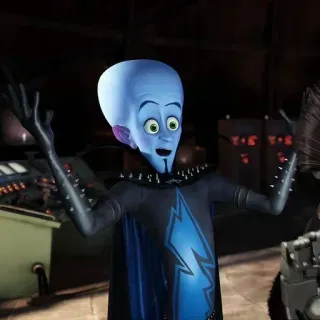🌟 Megamind Megamind, Dessin animé, Vilain, Bleu, Drôle, Personnage, Film telegram sticker