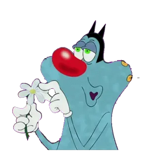 🌻 Oggy Oggy and the Cockroaches chat, dessin animé, fleur, Oggy, Oggy et les cafards telegram sticker