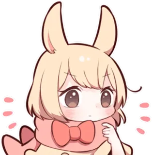 🤔 애니메이션, 소녀, 귀여운, 토끼, 카와이, 만화 telegram sticker