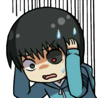😱 Ken Kaneki Tokyo Ghoul anime, scared, character, manga, sweat, ghoul telegram sticker