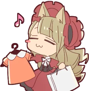🛍️ Anime, Kawaii, Kleid, Shopping, Süß, Illustration telegram sticker