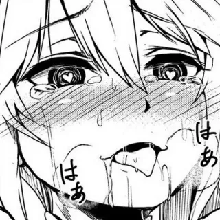 ❗️ Anime, Manga, Chica, Ojos de corazón, Llorando, Sudor, Ecchi whatsapp sticker