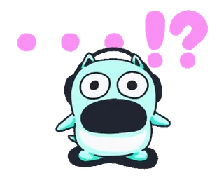👽 !?... Cartoon, Frage, Ausruf, Verwirrt, Niedlich, Figur, Kawaii, Sticker telegram sticker