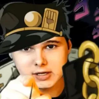 🤡 Jotaro Kujo JoJo's Bizarre Adventure 动漫, 漫画, 空条承太郎, JOJO的奇妙冒险, 角色, 帽子, 金色 telegram sticker