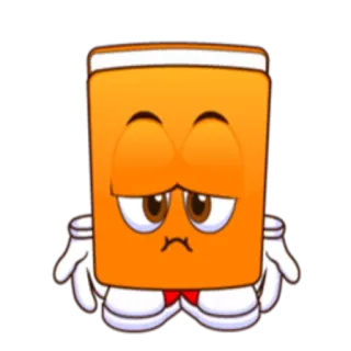 🙁 Мультфильм, Персонаж, Иллюстрация, Оранжевый, Грустный, Перчатки whatsapp sticker