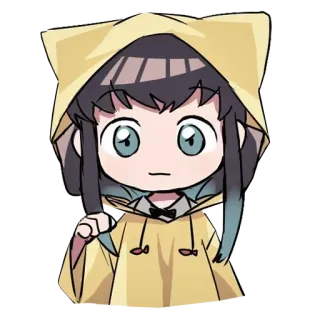 🌀 动漫, Q版, 可爱, 女孩, 帽衫 whatsapp sticker