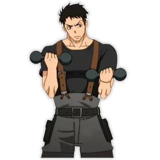 💪 anime, fitness, exercise, dumbbell, character telegram sticker