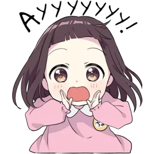 😩 Ayyyyy! อนิเมะ, ผู้หญิง, เครื่องหมายตกใจ, น่ารัก, ร่าเริง, ตื่นเต้น telegram sticker