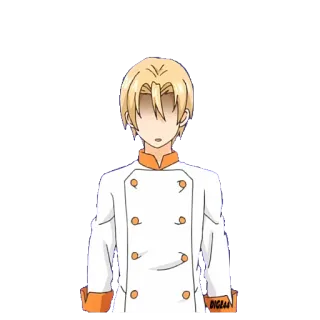 😶 Anime, Chef, Cibo, Cucina, Capelli Biondi, Uniforme telegram sticker