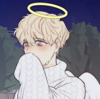 ☁️ ángel, triste, llorando, ilustración, dibujos animados, personaje, alas, halo whatsapp sticker