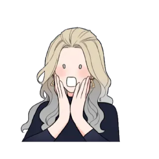 😱 만화, 여자, 놀란, 충격받은, 금발, 표정 telegram sticker