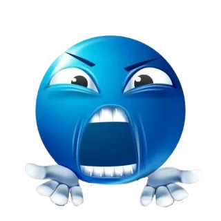 🤬 Emoji, Irritado, Rosto, Azul, Gritando, Meme whatsapp sticker