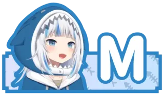 🔤 Gawr Gura M vtuber, anime, squalo, youtuber virtuale, carino telegram sticker