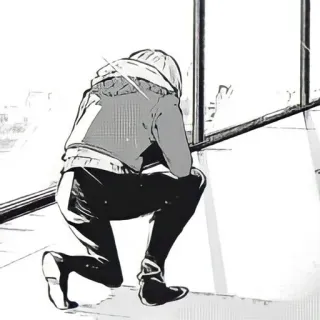 🐈 Person, Fenster, kniend, ausschauend telegram sticker