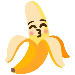 😚 กล้วย, ผลไม้, อาหาร, อีโมจิ, น่ารัก, จูบ telegram sticker