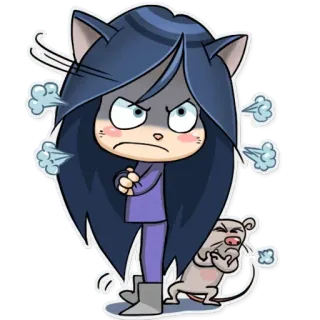 😤 cat, angry, mouse, cartoon, character, frustrated, cartoon cat, emoticon whatsapp sticker