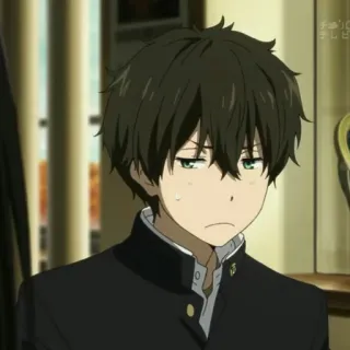 🎐 Houtarou Oreki Hyouka anime, character, hyouka, houtarou oreki, student, japanese animation telegram sticker