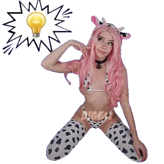 💡 Belle Delphine Cosplay, Vaca, Modelo, Cabelo rosa, Biquíni telegram sticker