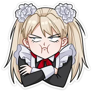 🙄 anime, girl, maid, angry, cute, sticker telegram sticker