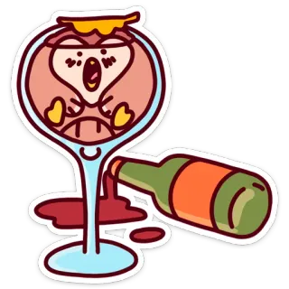 🍷 wein, glas, figur, wütend, cartoon, alkohol, getränk whatsapp sticker