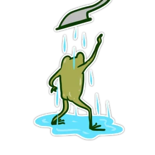 😏 frog, shower, cartoon, animal, green, water telegram sticker