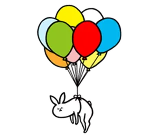 🐇 lapin, ballons, volant, mignon, dessin animé, animal telegram sticker
