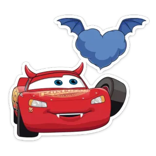 💞 Lightning McQueen Cars Lightning McQueen, Cars, Iblis, Vampir, Sayap kelelawar, Kartun, Disney telegram sticker