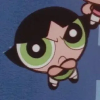 😠 Buttercup The Powerpuff Girls Cartone animato, Ragazza, Arrabbiata, Verde, Supereroe telegram sticker