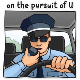 🕵 on the pursuit of U 警察, 警官, 車, 運転, 追跡 telegram sticker