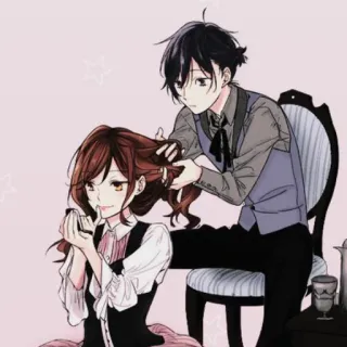 ♨️ 动漫, 情侣, 浪漫, 漫画, 头发, 服装 whatsapp sticker